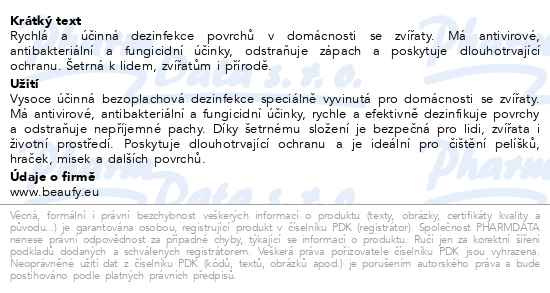 Příbalový leták - CLEANEE Pet Care bezoplachová desinfekce 500ml