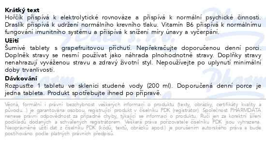 Příbalový leták - Biotter Hořčík + Draslík grapefruit 20ks šum.tbl.