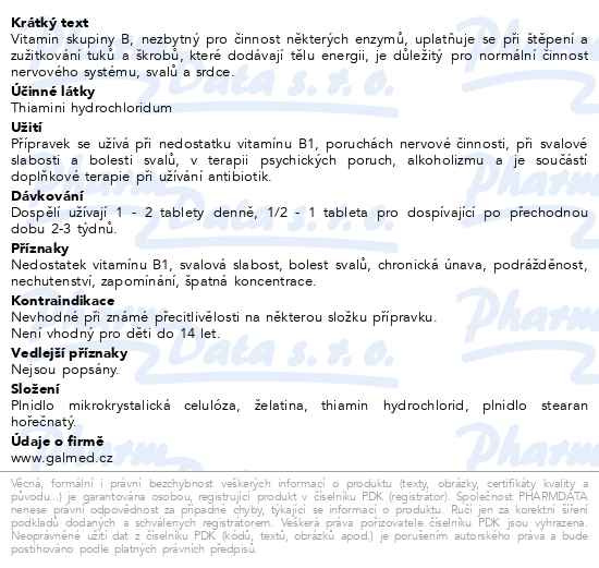 Příbalový leták - Thiamin tbl.30x50mg Galmed