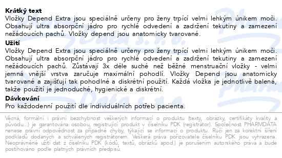 Příbalový leták - Depend Pads Extra inkont.vložky ženy 10ks