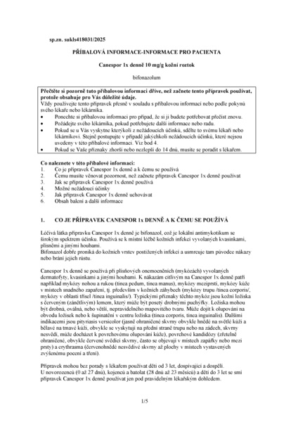 Příbalový leták (SUKL) - Canespor 1x denně 10mg, kožní roztok 15ml