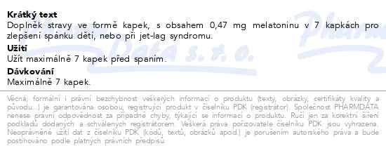 Příbalový leták - MELATONIN Junior CZ 40ml