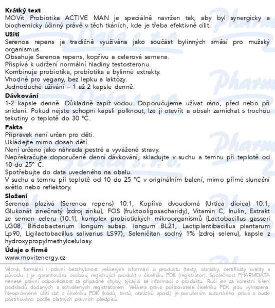 Příbalový leták - MOVit Probiotika Active man cps.90