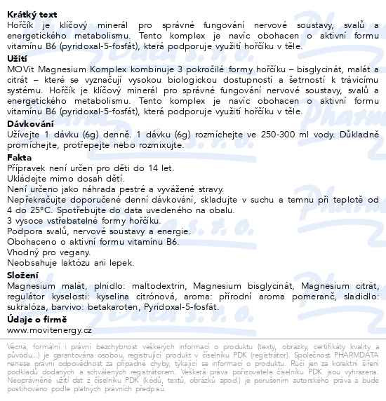 Příbalový leták - MOVit MagnesiumTrioComplex drink pomeranč 360g