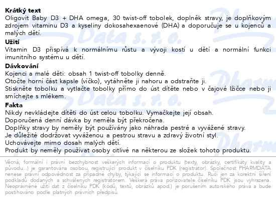 Příbalový leták - Oligovit Baby D3+DHA omega 30 twist off tobolek Galenika