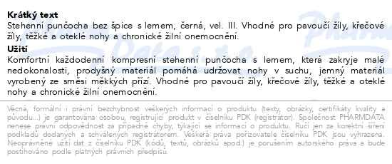 Příbalový leták - JOBST Opaque I.KT punčochy stehenní bez špičky s lemem, velikost III černá