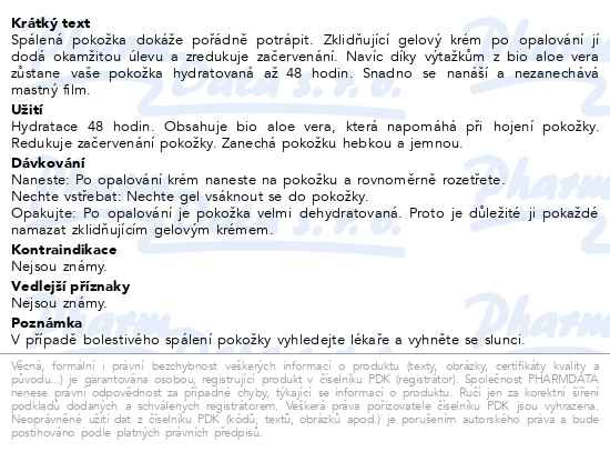 Příbalový leták - NIVEA Zklidňující krémový gel po opalování 175ml