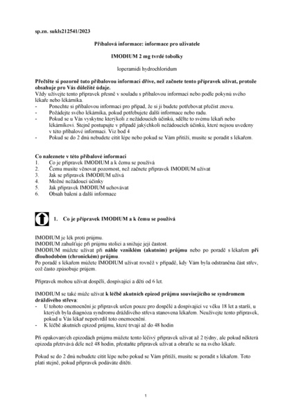 Příbalový leták (SUKL) - Imodium 2mg 12 tobolek
