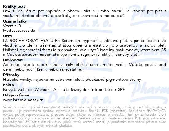 Příbalový leták - LA ROCHE-POSAY HYALU B5 sérum Jumbo 50ml