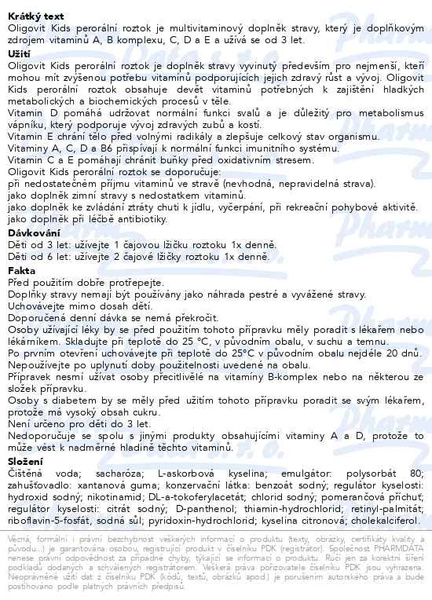 Příbalový leták - Oligovit Kids 100ml Galenika