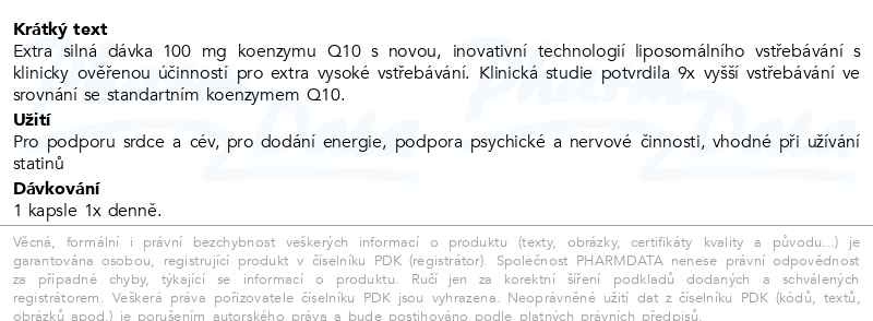 Příbalový leták - GS Koenzym Lipo Q10 100 mg, 60 kapslí