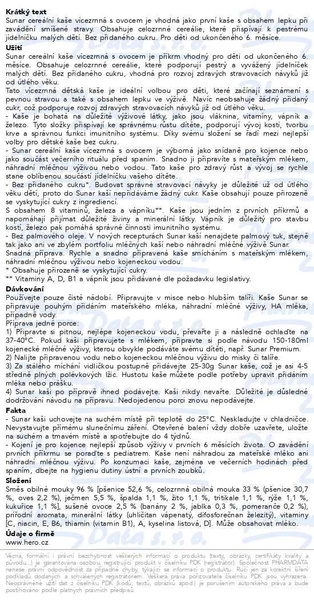 Příbalový leták - Sunar Cereální kaše vícezr.s ovoc.od uk.6.měs.210g