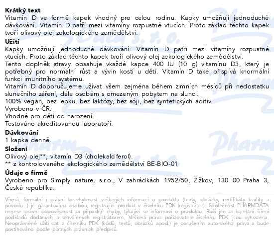 Příbalový leták - Beggs Kids Vitamin D3 400 IU Olive Oil 30ml