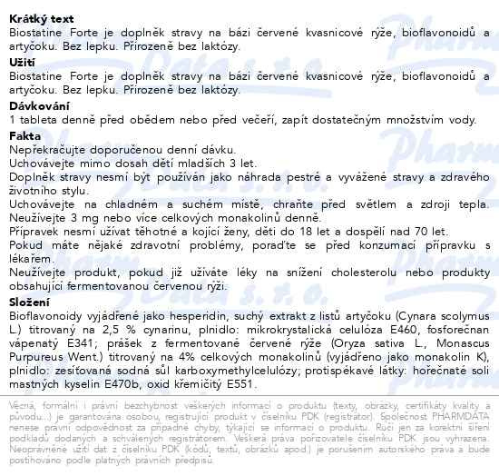 Příbalový leták - Biostatine Forte tbl.30 Pharmalife