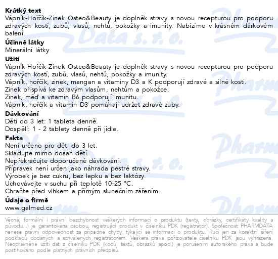 Příbalový leták - Vánoční Balení GALMED Vápník+Hořčík+Zinek Ost. Beauty tbl 100+100