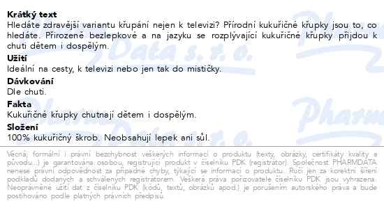 Příbalový leták - Allnature Kukuřičné křupky 80g