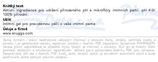 Příbalový leták - Snuggs Intimní gel denní zklidňujicí s Bioecolia 200ml