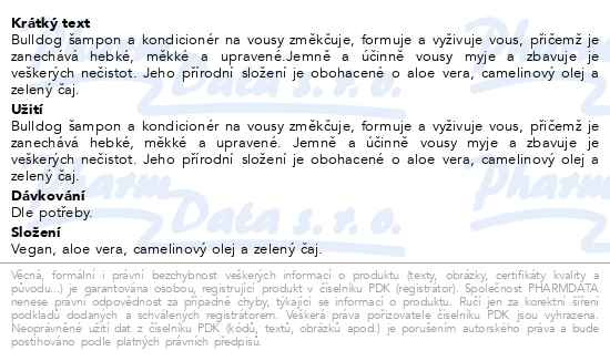 Příbalový leták - BULLDOG Beard Šampon a kondicionér na vousy 200ml