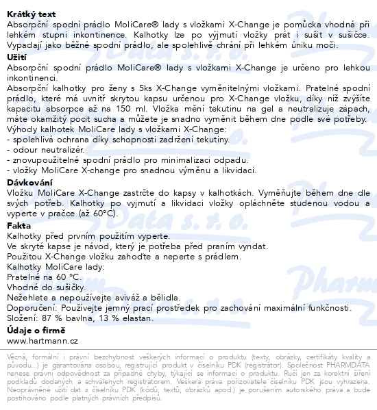 Příbalový leták - MoliCare lady absorpční prádlo velikost L 1ks + 5ks vložky