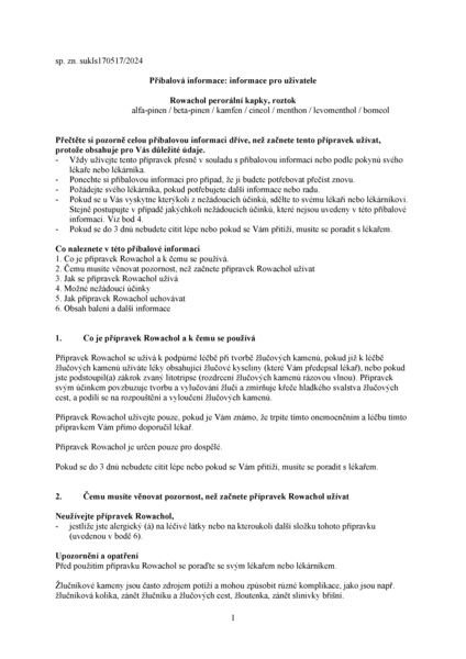 Příbalový leták (SUKL) - Rowachol kapky 10ml