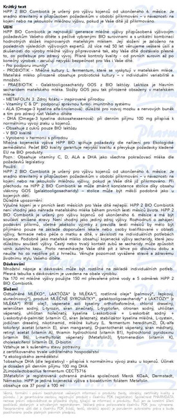 Příbalový leták - HiPP MLÉKO 2 BIO Combiotik 5x500g