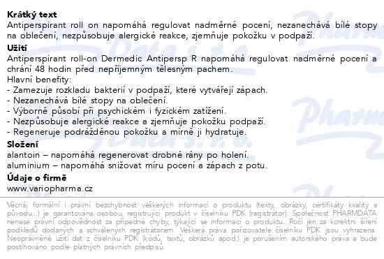 Příbalový leták - DERMEDIC Antiperspirant roll-on 48h duo pack 2x60g