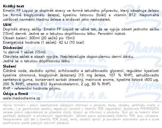 Příbalový leták - Emelin FF Liquid malina 20x15ml AGETIS