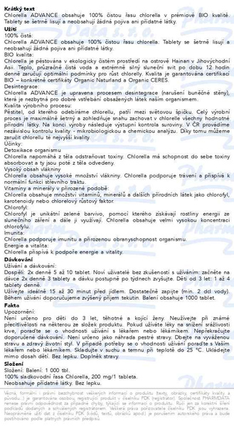 Příbalový leták - ADVANCE Chlorella 1000 tablet