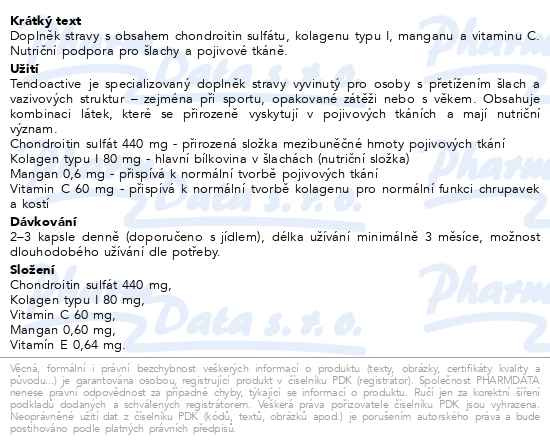 Příbalový leták - Reig Jofre Tendoactive 30 kapslí