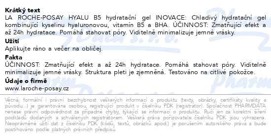 Příbalový leták - LA ROCHE-POSAY HYALU B5 gel krém 40ml