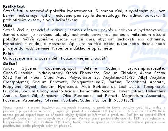 Příbalový leták - Aveeno baby Daily Care jemná koupel&mycí gel 400ml