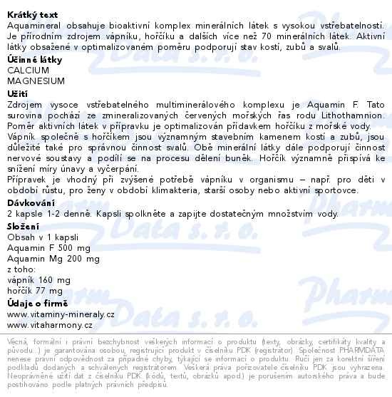Příbalový leták - VitaHarmony Aquamineral 90 kapslí