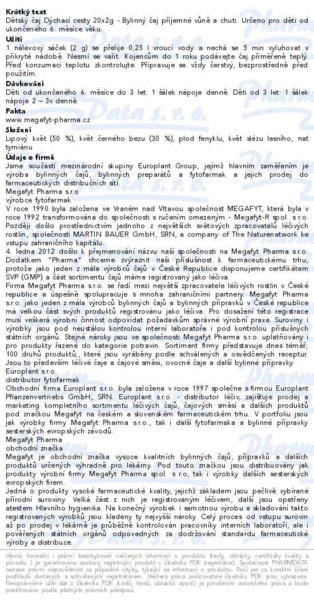 Příbalový leták - Megafyt Dětský čaj dýchací cesty 20x2g Novinka