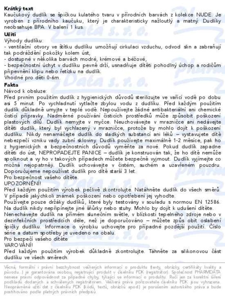 Příbalový leták - Canpol babies Dudlík kaučukový třešinka NUDE 0-6m béžový