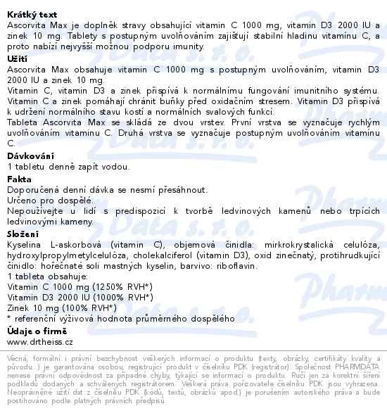 Příbalový leták - Ascorvita Max 60 tablet