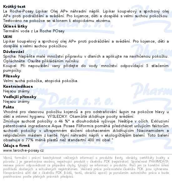 Příbalový leták - LA ROCHE-POSAY Lipikar Huile Lavant náplň 400ml