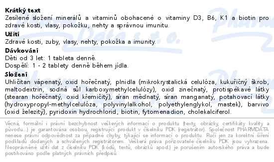 Příbalový leták - GS Vápník Hořčík Zinek XXL130+20 tablet