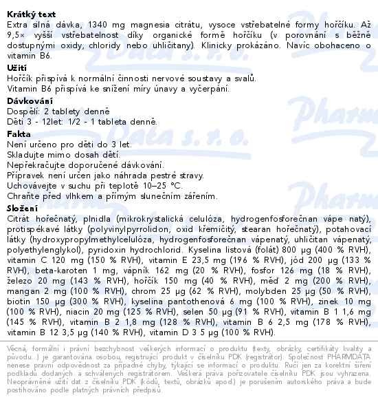 Příbalový leták - GS Magnesium citrát 1340mg+B6 XXL 365 tablet