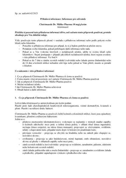 Příbalový leták (SUKL) - Clotrimazole Dr. Müller Pharma 10mg/g Crm 1x20g Ii