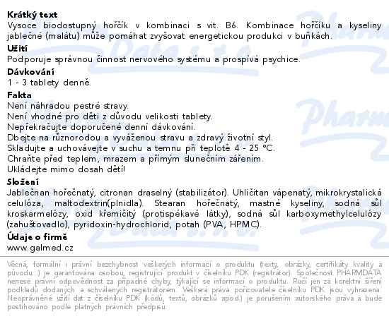 Příbalový leták - Magnesium malát Galmed cps 50+20