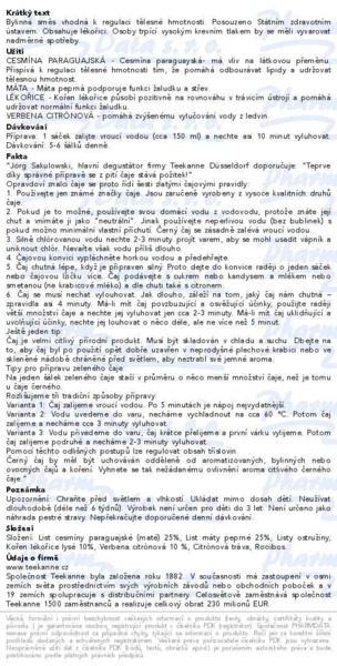 Příbalový leták - TEEKANNE Štíhlá linie 10x2g