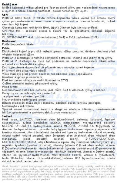 Příbalový leták - PreBEBA 2 DISCHARGE 2HMO 32x90ml