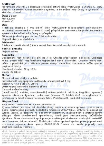 Příbalový leták - Preventan Akut 30 tablet