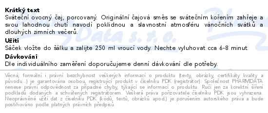 Příbalový leták - Čaj Biogena Fantastic Sněhová vločka 20x2g