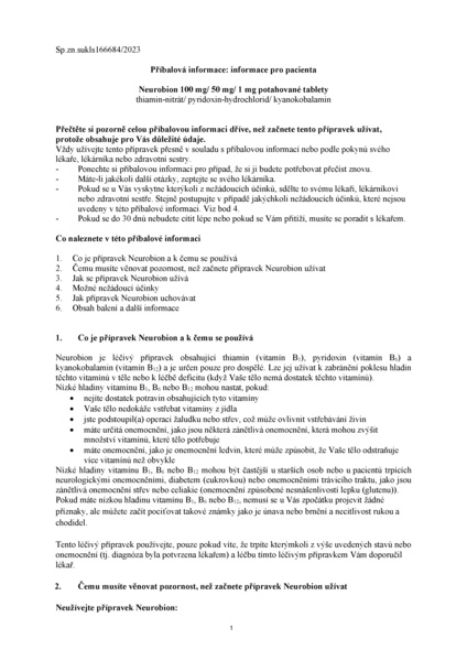 Příbalový leták (SUKL) - Neurobion 100mg/50mg/1mg,  30 potahovaných tablet