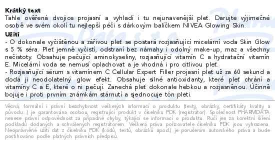 Příbalový leták - Nivea Glowing Skin Dárková sada