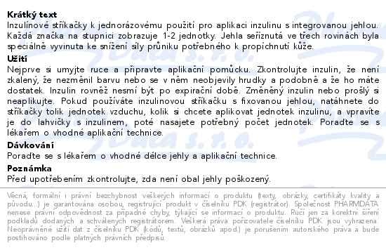 Příbalový leták - Inzulin.stříkačky BD 1 ml 29G x 12.7mm U-100 100ks