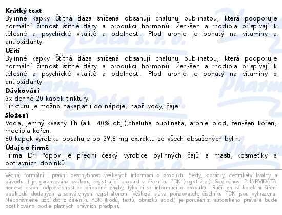 Příbalový leták - Dr.Popov Kapky bylinné Štítná žláza snížená 50ml
