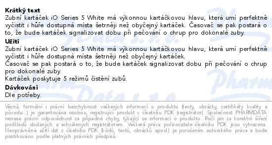 Příbalový leták - Oral-B iO 5 Bílý Elektrický Zubní Kartáček