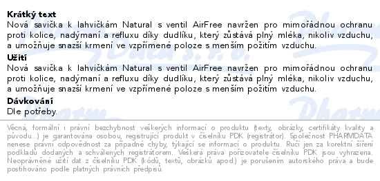 Příbalový leták - AVENT Láhev Response s ventilem AirFree 260ml 3-6m